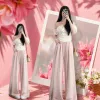 Pink wide-leg pants for women, high-waisted and slimming casual pants, new summer style Specification image